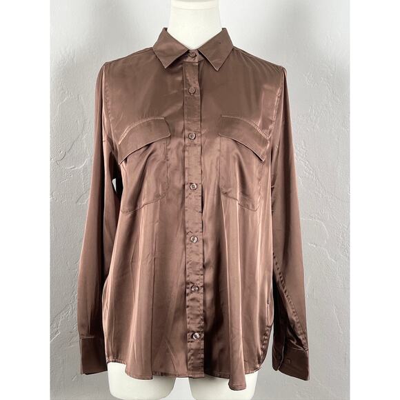 EQUIPMENT Button-up Blouse in Brown Mocha (Womens: Small) - Picture 2 of 12